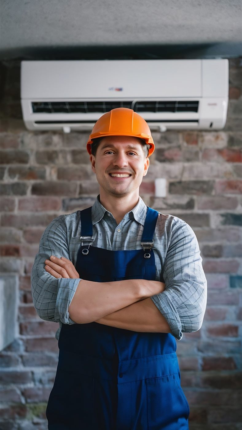 Marjan Aldhyd air-conditioning technician on a completed installation